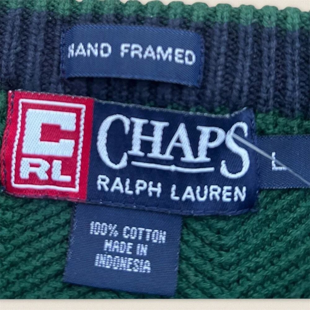 Chaps Ralph Lauren Grandpa Green Sweater - Size Large